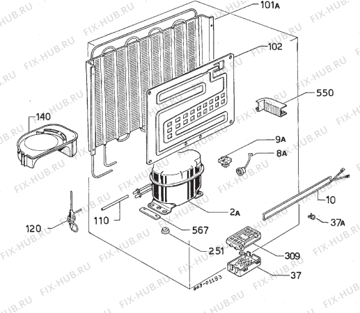 Взрыв-схема холодильника Privileg 020678 9 - Схема узла Refrigerator cooling system